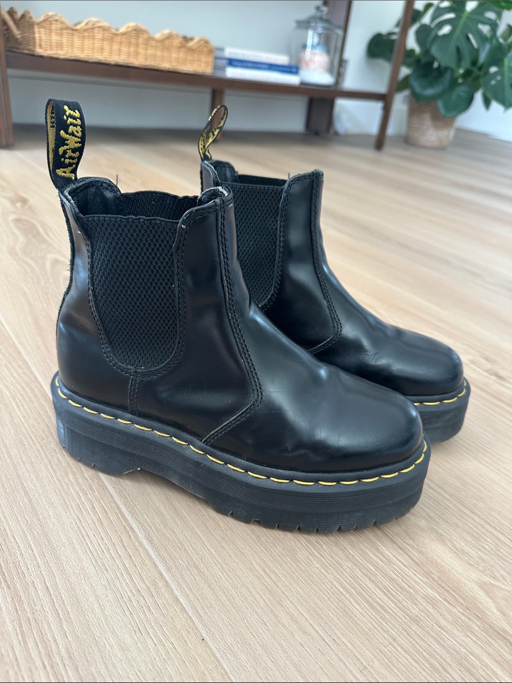 Dr. Martens Black Leather Platform Chelsea Boots